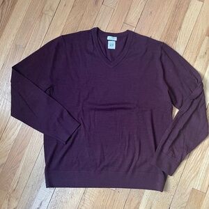 GAP Men’s L Burgundy Merino Wool V-Neck Sweater